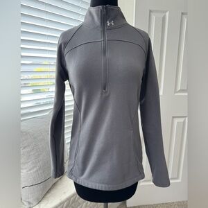 UNDER ARMOUR LIKE NEW! WOMEN’S FAUX SUEDE 1/2 ZIP PULLOVER JACKET IN GRAY SZ SM